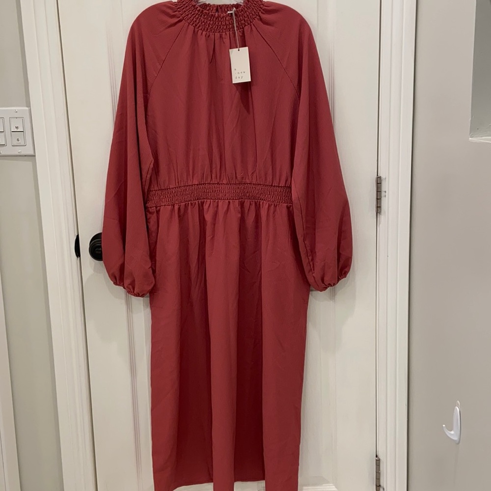 Dress,a new day, L, elastic waist, long sleeve, midi skirt, and it has pockets!